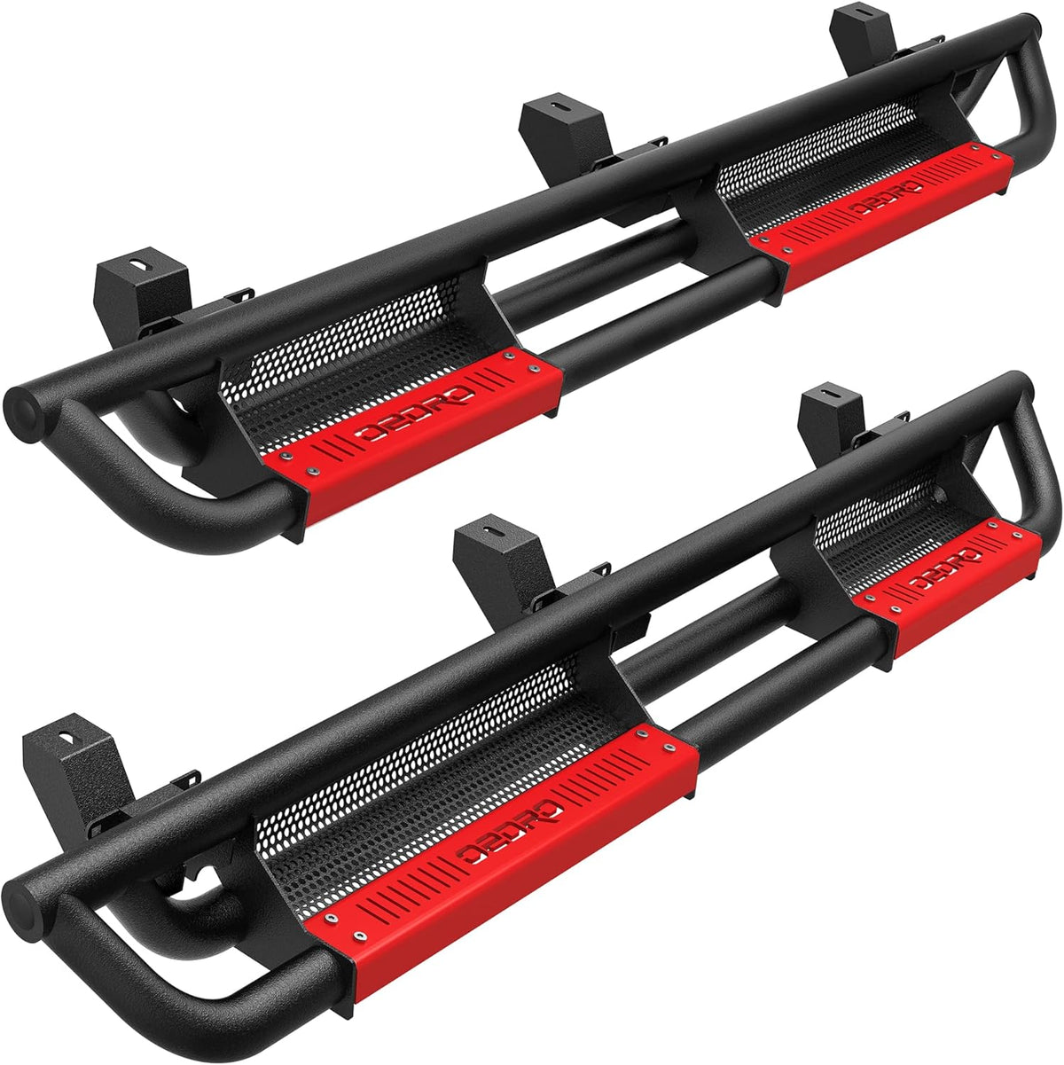 All Steel Drop Side Steps with Red Paintable Step Plates M75767