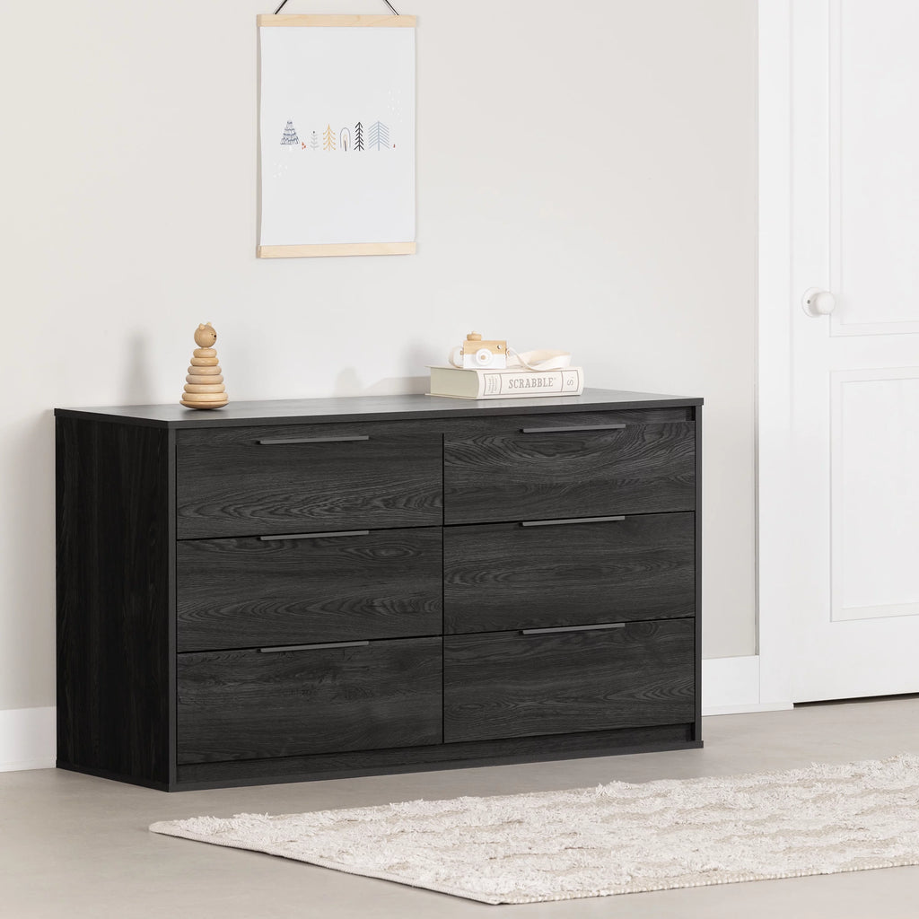 Contemporary 6-Drawer Double Dresser Gray Oak G595