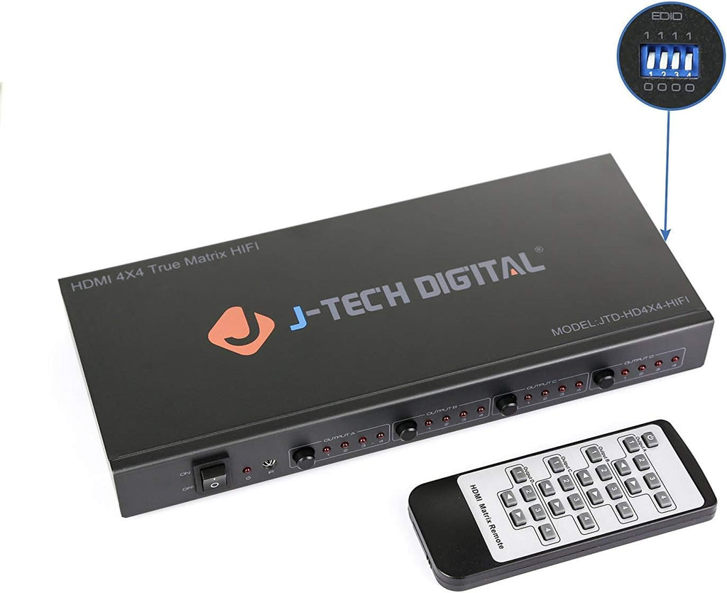 4K 60Hz 4x4 HDMI Matrix Switch with Downscaler EDID HDCP 2.2 HDMI 2.0 K40093