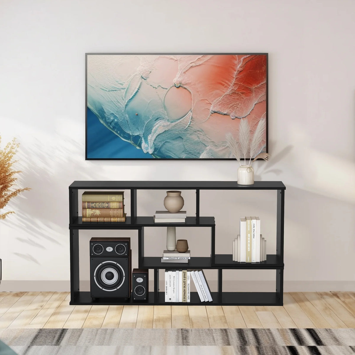 Black 2-Shelf L-Shaped Bookcase C57036