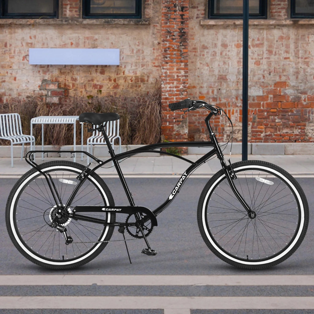 Green Single Speed Bike with Rear Cargo Rack A577691
