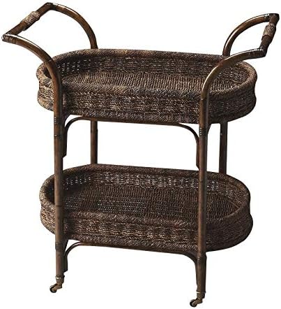 Medium Brown Rattan Bar Cart Z10991