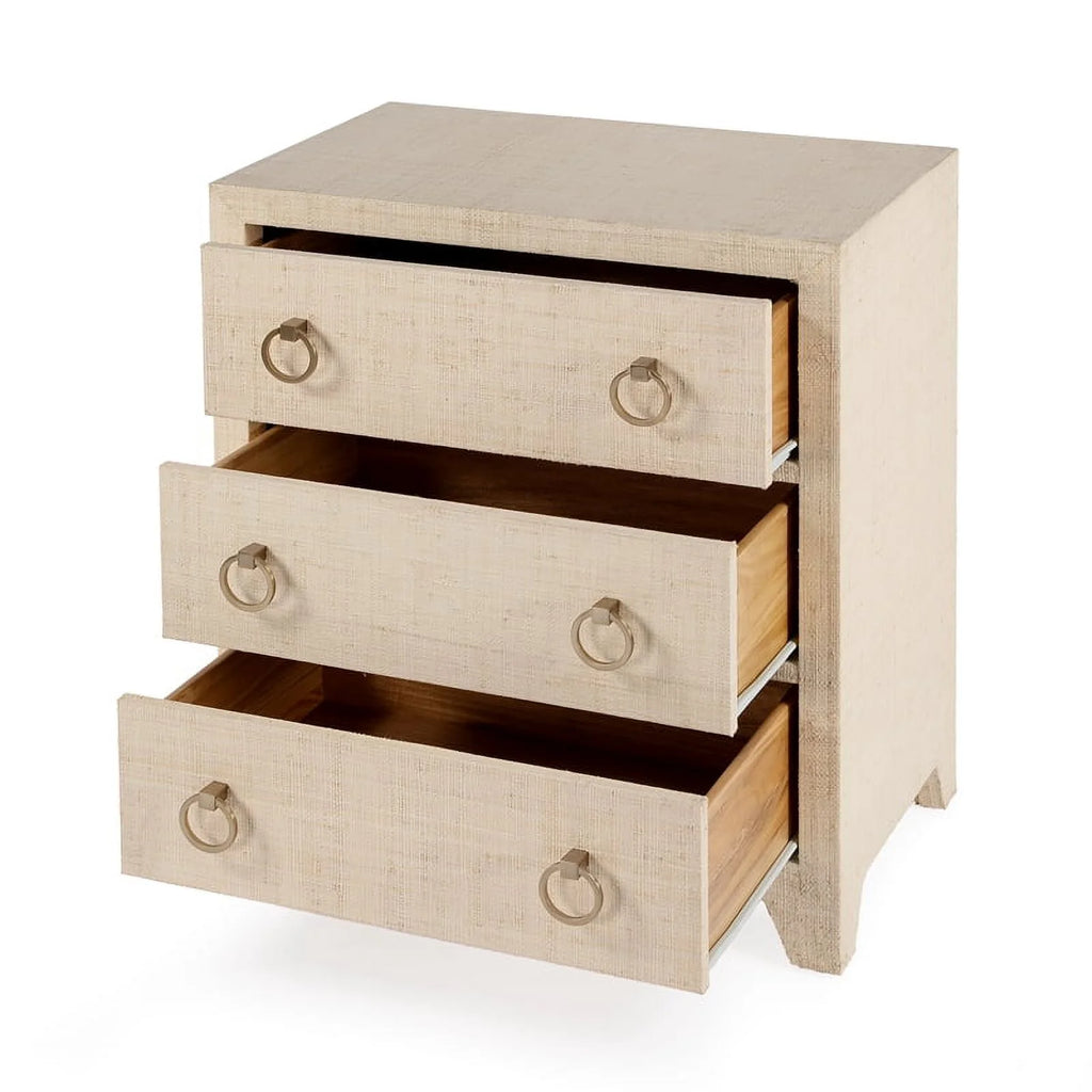 Natural Raffia 3 Drawer Wooden Chest E2570