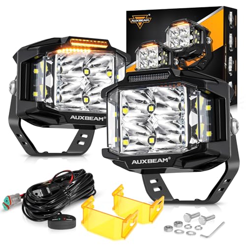 72W LED Rectangle Offroad Cube Spotlights with Amber DRL T91779