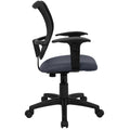 Black Mesh Swivel Office Chair with Navy Fabric Padded Seat and Height Adjustable Arms U543376