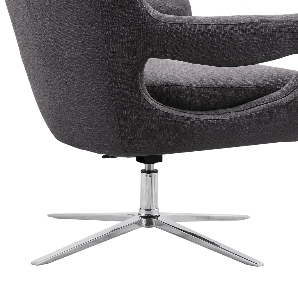 Grey Fabric Adjustable Swivel Accent Chair U661