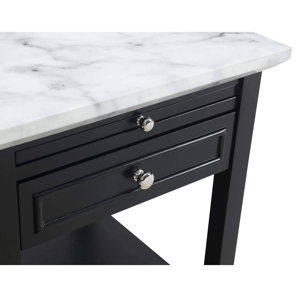 White Faux Marble End Table with Drawer W81699