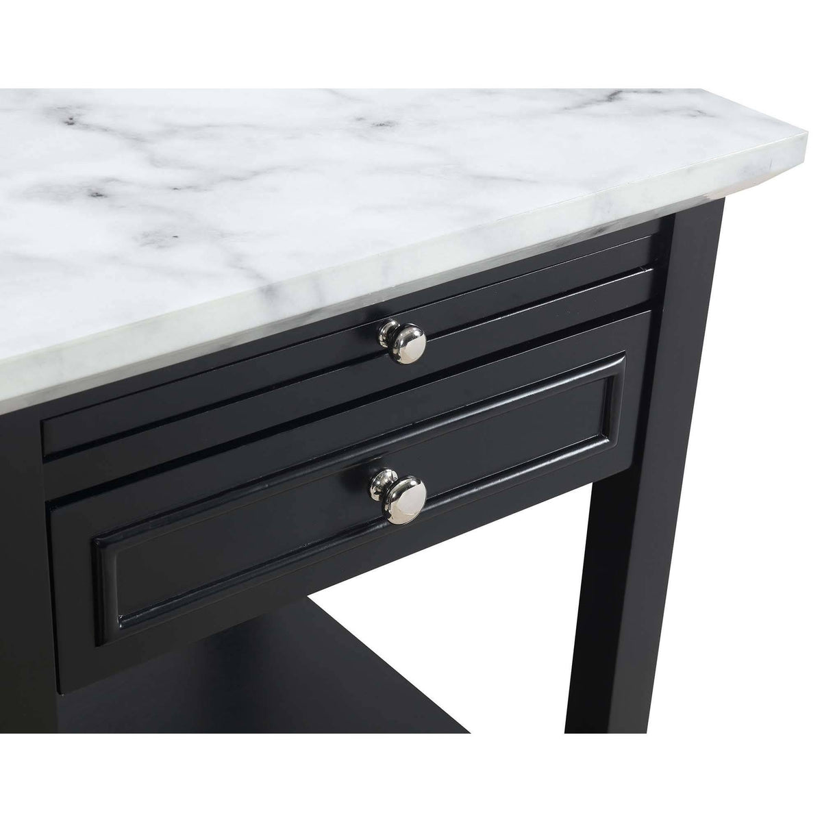 White Faux Marble End Table with Drawer W81699