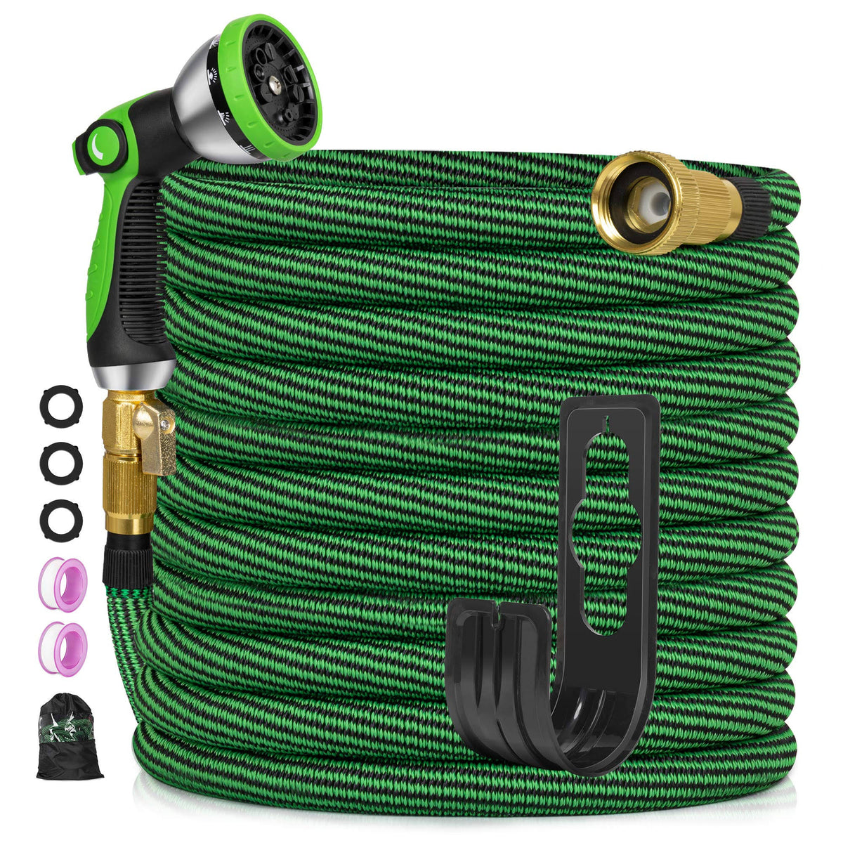 Expandable Garden Hose 100ft Flexible No-Kink with 10 Metal Spray Nozzle S202839