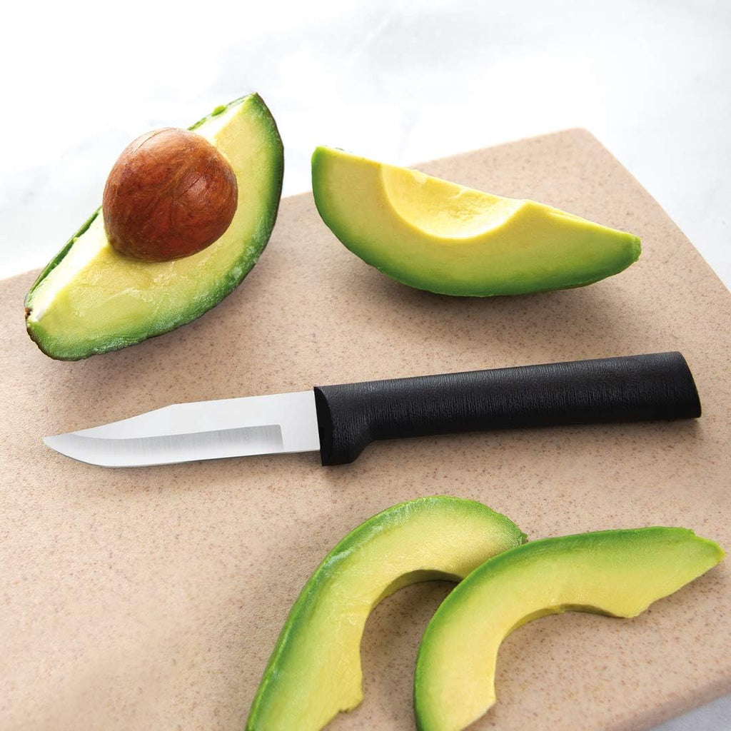 3 Pc Stainless Steel Paring Knife Set, 2.5", 3.25", Black Handle Z532559