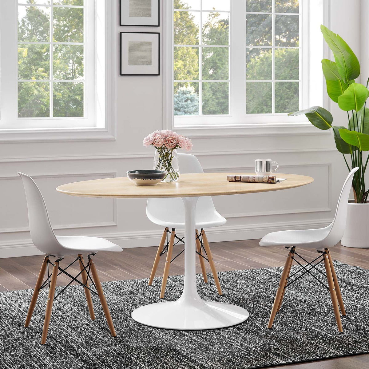 60" Oval Natural Wood Grain Dining Table S924