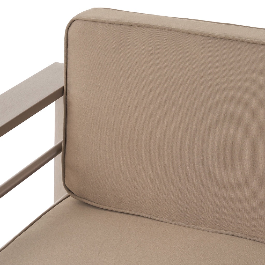 6 Seater Aluminum Sofa and Ottoman Set with Side Tables, Silver and Khaki S7846
