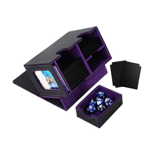 Black Green Trading Card Deck Box with Dice Tray and 2 Dividers X603982