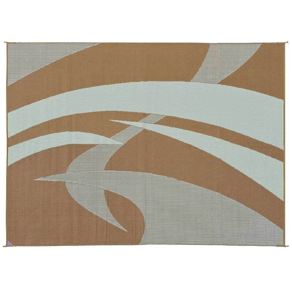 Reversible Outdoor Patio RV Camping Mat Swirl Brown Beige 9-Feet G95244