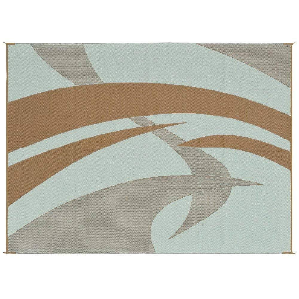 Reversible Outdoor Patio RV Camping Mat Swirl Brown Beige 9-Feet G95244