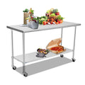 Stainless Steel Prep & Work Table 36 x 24 Inches with Caster Backsplash and Adjustable Undershelf Y597