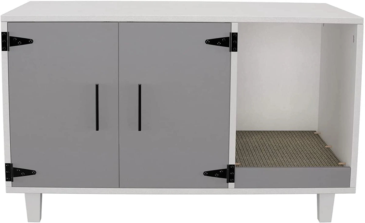 Cat Litter Box Enclosure Table Nightstand with Scratch Pad S196188