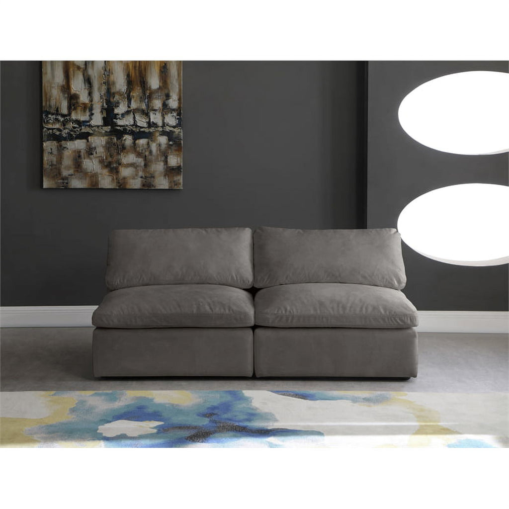 Gray Velvet Modular 2 Piece Armless Loveseat L607