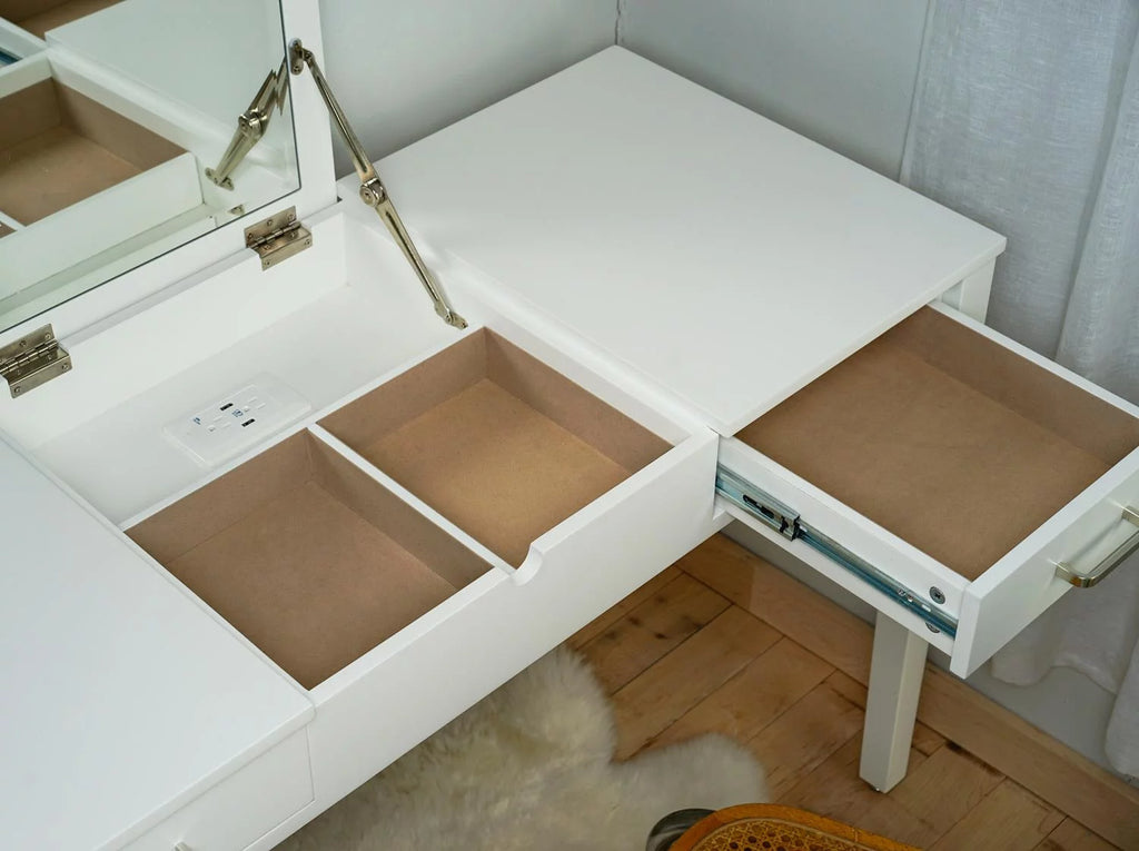 White Rectangle Writing Desk with Drawer L5519