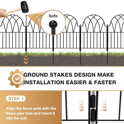 Arched Metal Fence Panel 24 in x 10.17ft No Dig Animal Barrier W87371