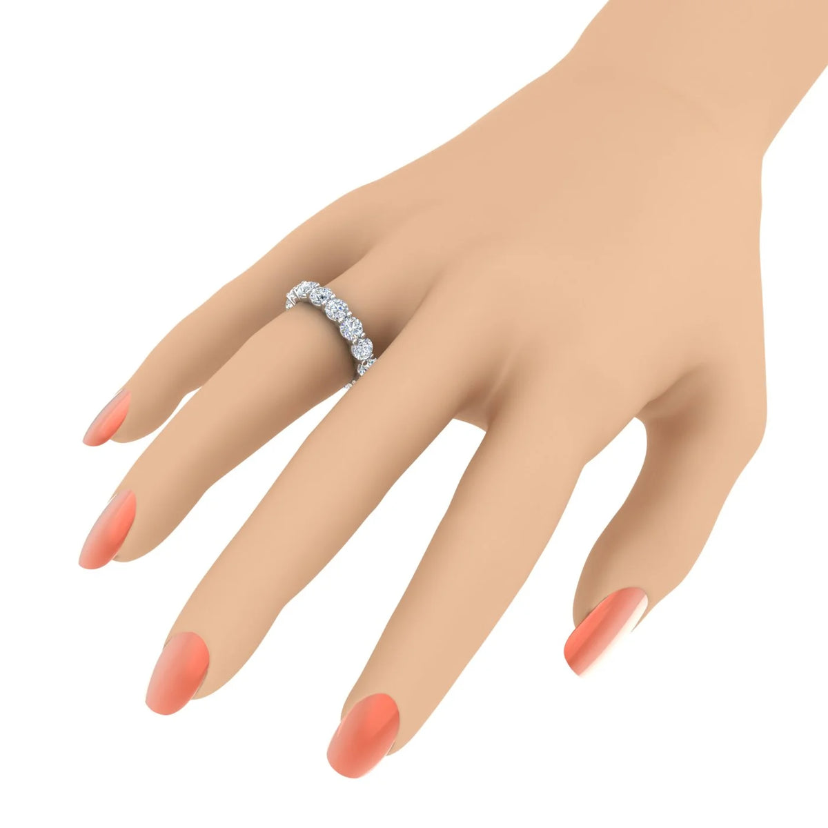 14K White Gold Diamond Eternity Wedding Band Ring A945552