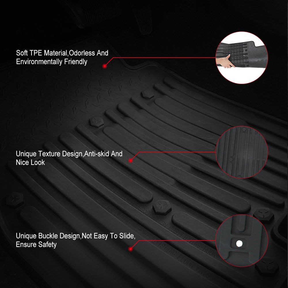 Black Front Row All Weather TPE Floor Mat Set Z8662