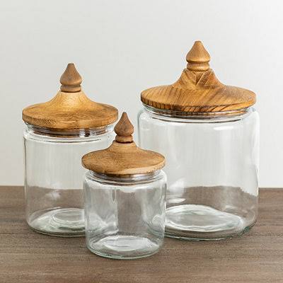 Glass Farmhouse Canisters Set of 3 H3086
