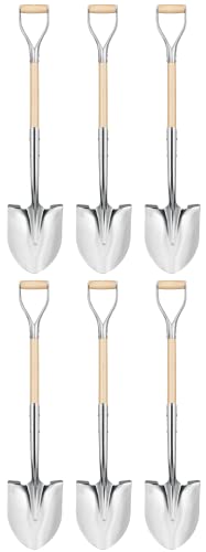 Polished Chrome Ceremonial Shovel with Steel/Wood D-Handle, 44.5-Inch, 6-Pack Z470352
