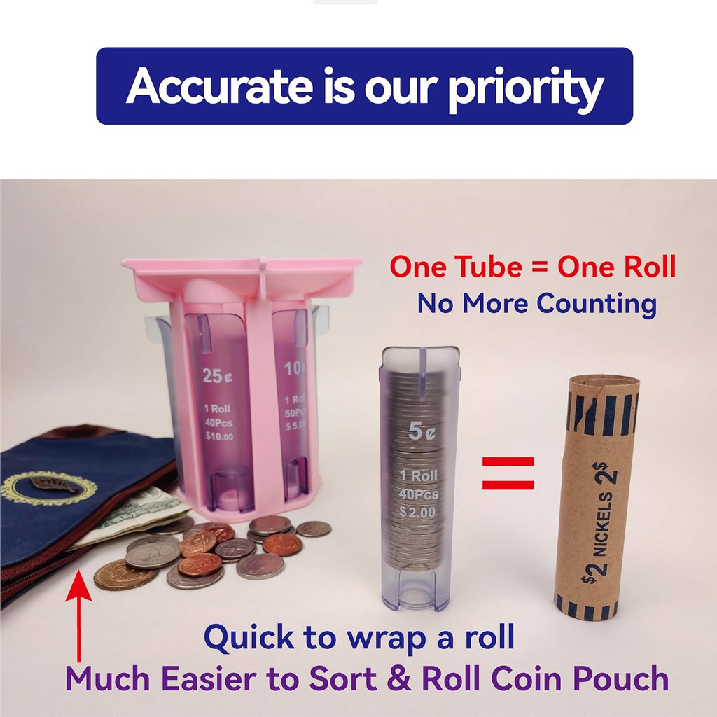 Coin Counter Tube Sorter with Coin Wrappers P472