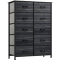 10 Drawer Fabric Storage Dresser with Steel Frame and Wooden Top W893