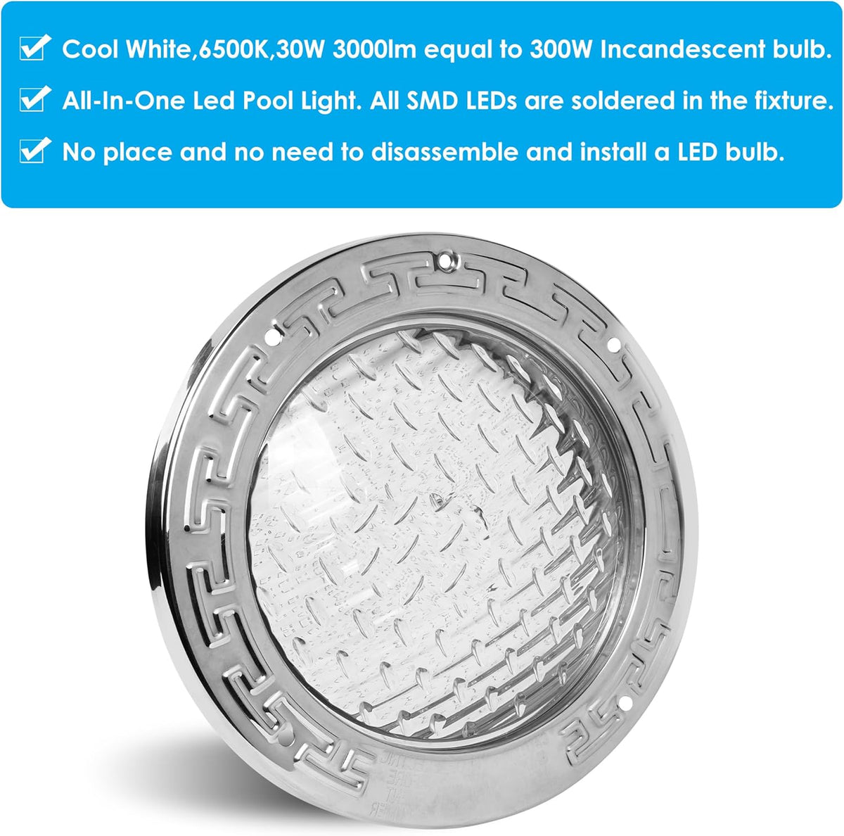 10 Inch 35W 3000lm 6500k Cool White LED Inground Pool Light V4473