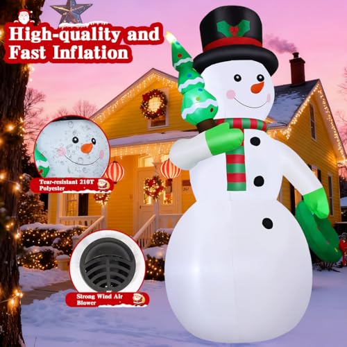 12 FT Christmas Inflatable Snowman with Christmas Tree & Wreath Built-in LEDs E365
