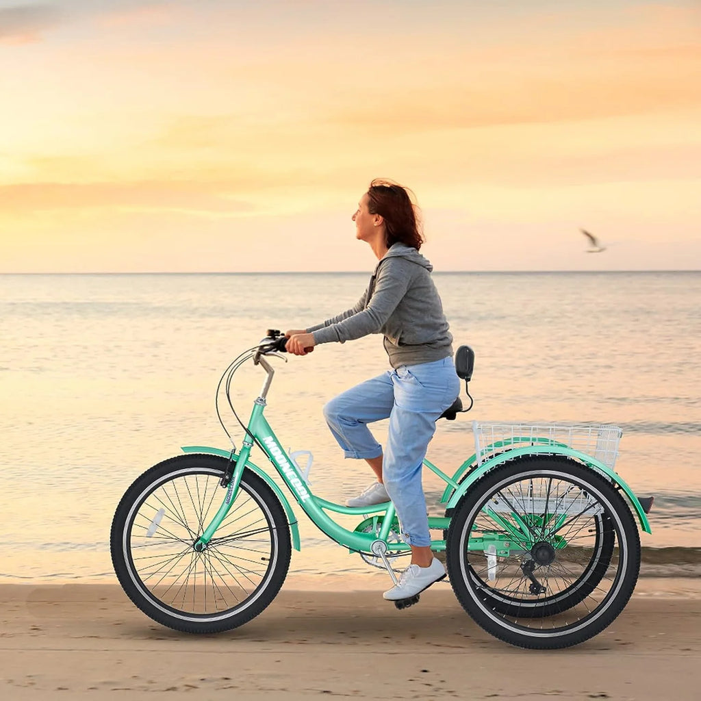 26 Adult Tricycle 3 Wheel 7 Speed 450lbs Capacity Cruise Trike with Shopping Basket M117