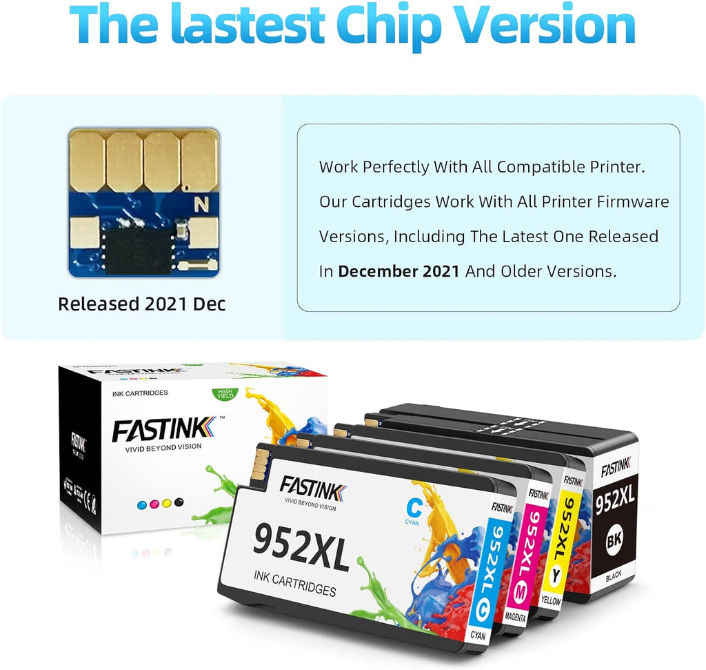 Compatible 952XL High Yield Ink Cartridges 4-Pack X513814