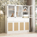 White Cat Litter Box Enclosure with Scratch Post, Stairs, Storage Drawers, Shelves, Sisal Doors E28383