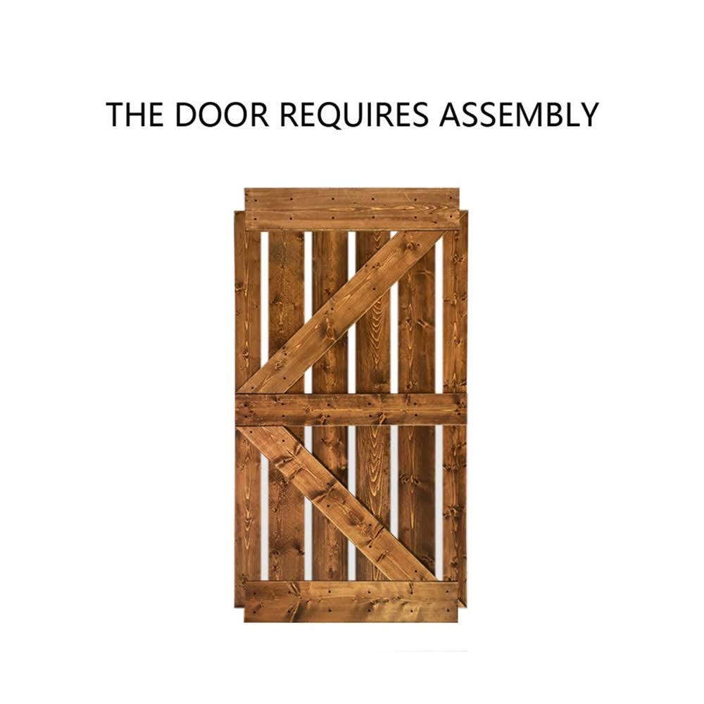 36 in. x 84 in. Gray Stained Knotty Pine Wood Interior Sliding Barn Door with Hardware Kit W7201