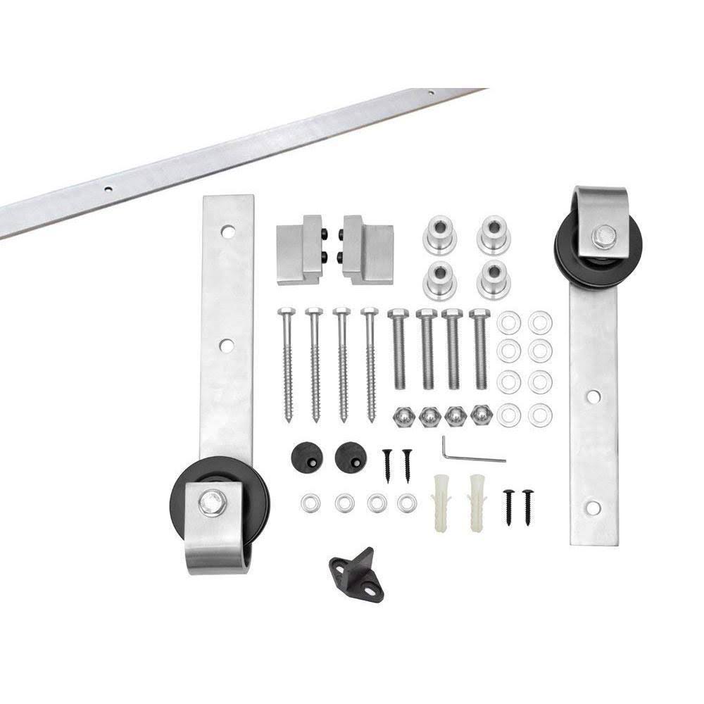36 in. x 84 in. Gray Stained Knotty Pine Wood Interior Sliding Barn Door with Hardware Kit W7201
