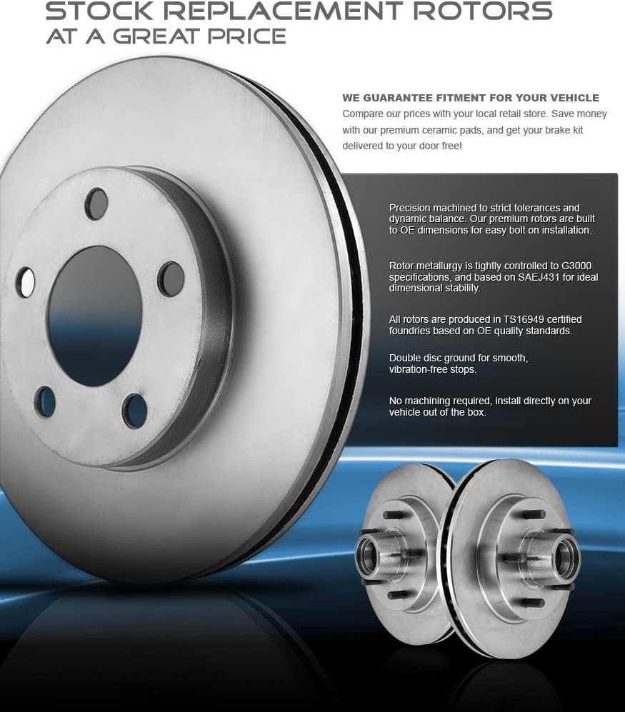 296 mm Front + 292 mm Rear 5 Lug Rotors + Ceramic Pads + Hardware N82069