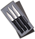 3 Pc Stainless Steel Paring Knife Set, 2.5", 3.25", Black Handle Z532559