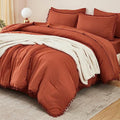 King Size 7 Pieces Terracotta Burnt Orange Comforter Set Q290