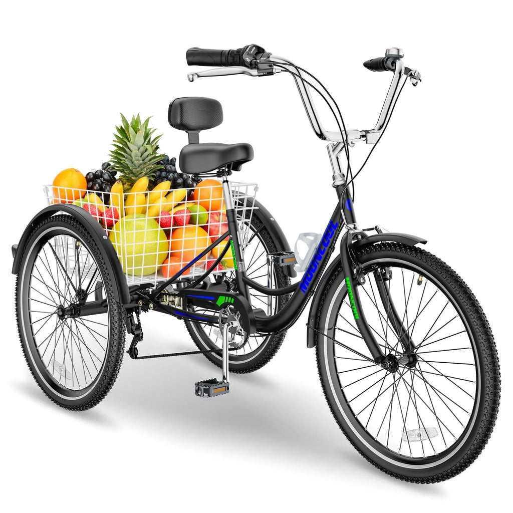 26 Adult Tricycle 3 Wheel 7 Speed 450lbs Capacity Cruise Trike with Shopping Basket M117