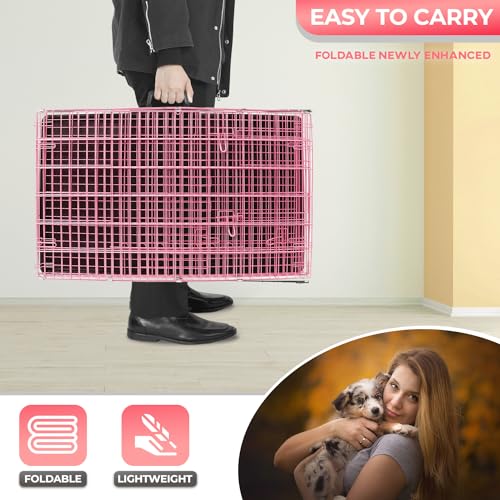 Black 48 Inch Folding Metal Dog Crate with Divider Panel K631