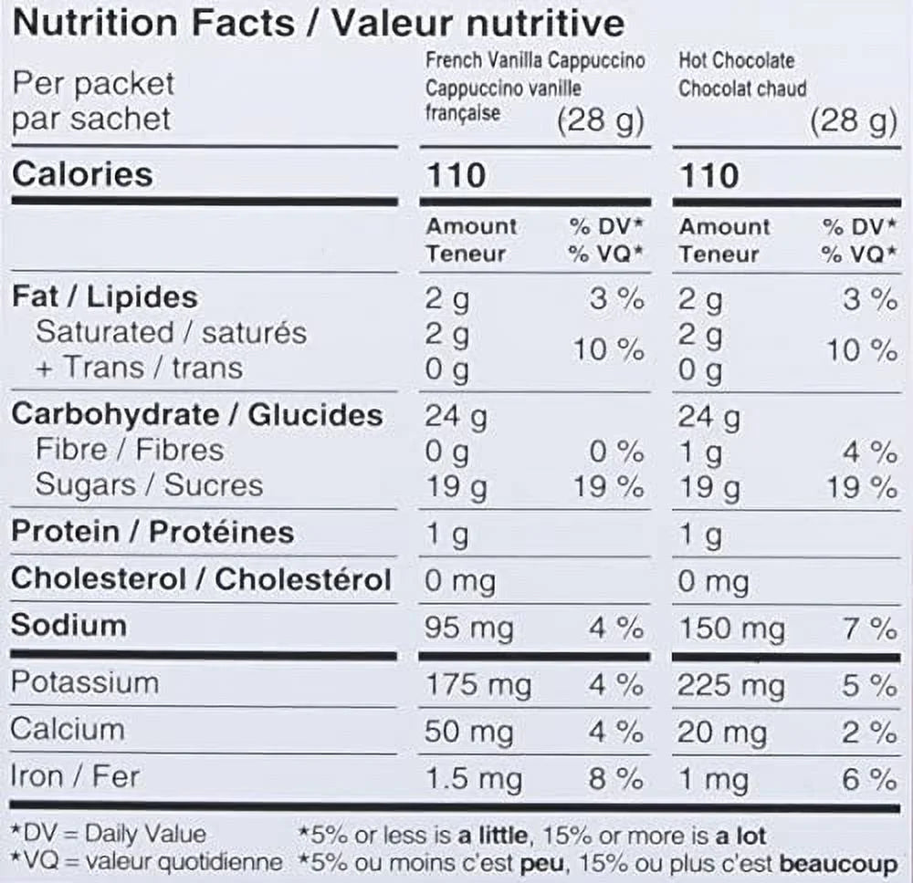 30x28g Hot Chocolate Assorted Variety, French Vanilla & Cappuccino T889291
