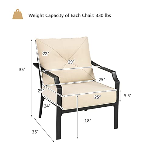 Set of 2 Black & Beige Patio Armchairs with Padded Cushions R143301