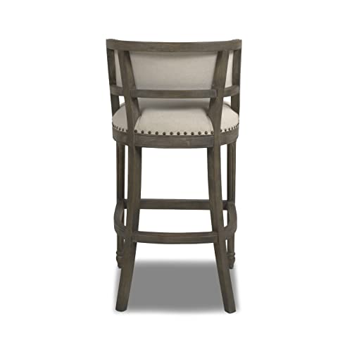 Dark Heathered Grey Linen Counter Height Bar Stool with Backrest R934