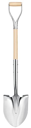 Polished Chrome Ceremonial Shovel with Steel/Wood D-Handle, 44.5-Inch, 6-Pack Z470352
