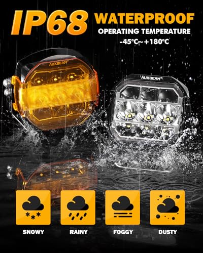 72W LED Rectangle Offroad Cube Spotlights with Amber DRL T91779