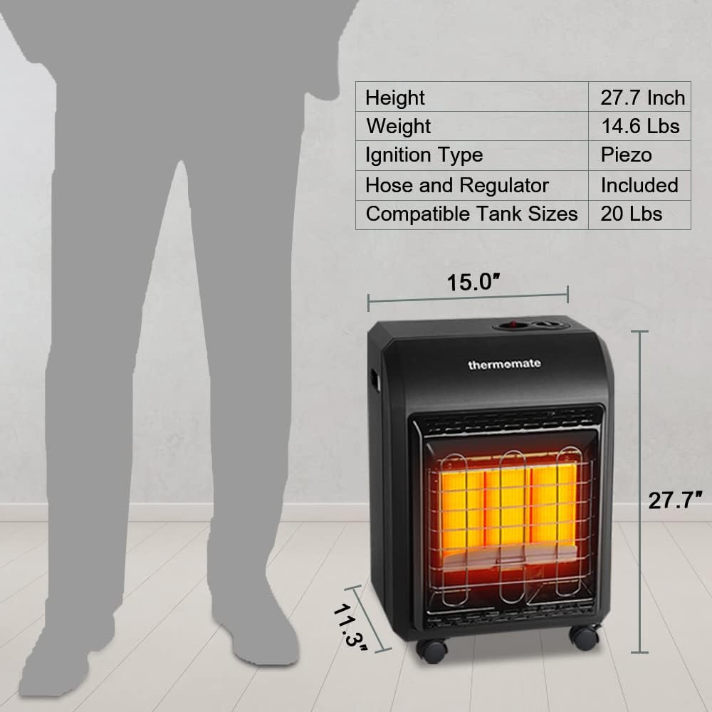Portable LP Gas Heater with 3 Power Settings, 18,000 BTU Q672