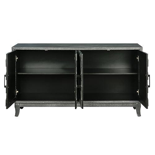 Taupe Grey Wooden Sideboard Cabinet with 4 Doors and Adjustable Shelves U7692