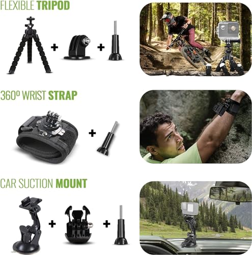 Waterproof Action Camera with 5.3K HDR Video, 27MP Photos, 64GB Card & 50 Piece Accessory Kit Z6738